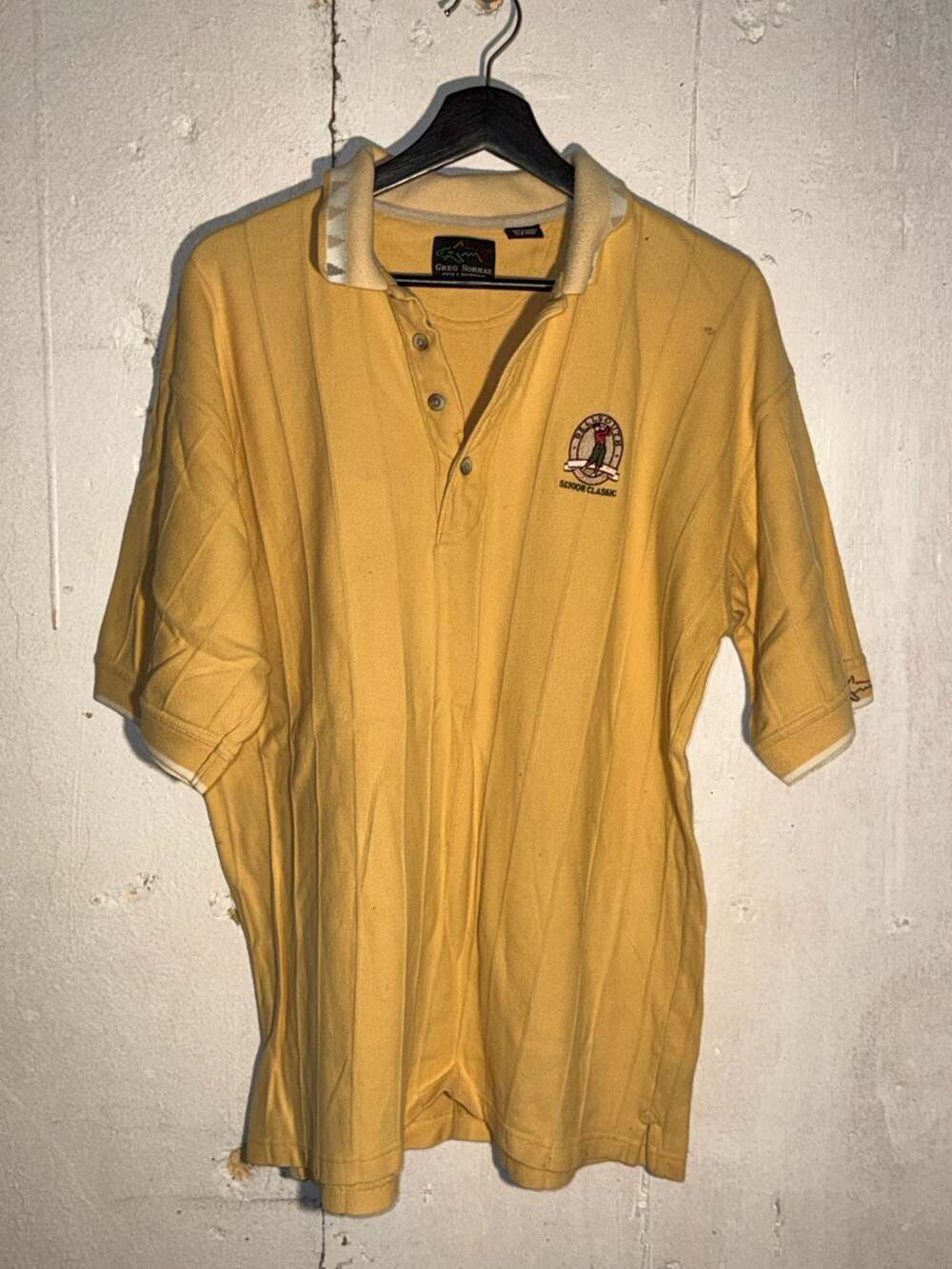 Vintage Greg Norman Collection BellSouth Senior Classic Yellow Golf Polo L